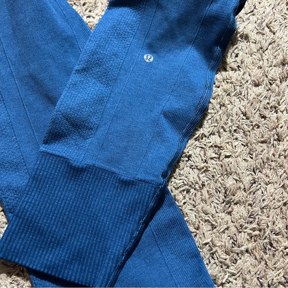 Lululemon Ebb To Street Seamless Compression Tights Blue Sz 4 Heathered Poseidon - Picture 5 of 7